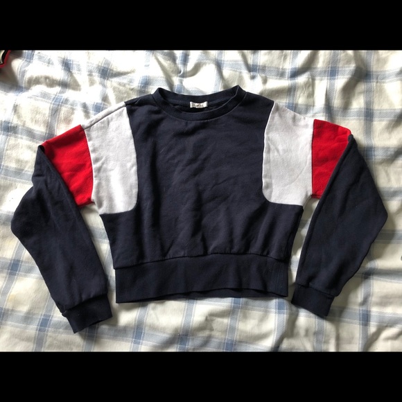 Red white and navy long sleeve cropped, size small - Picture 1 of 1